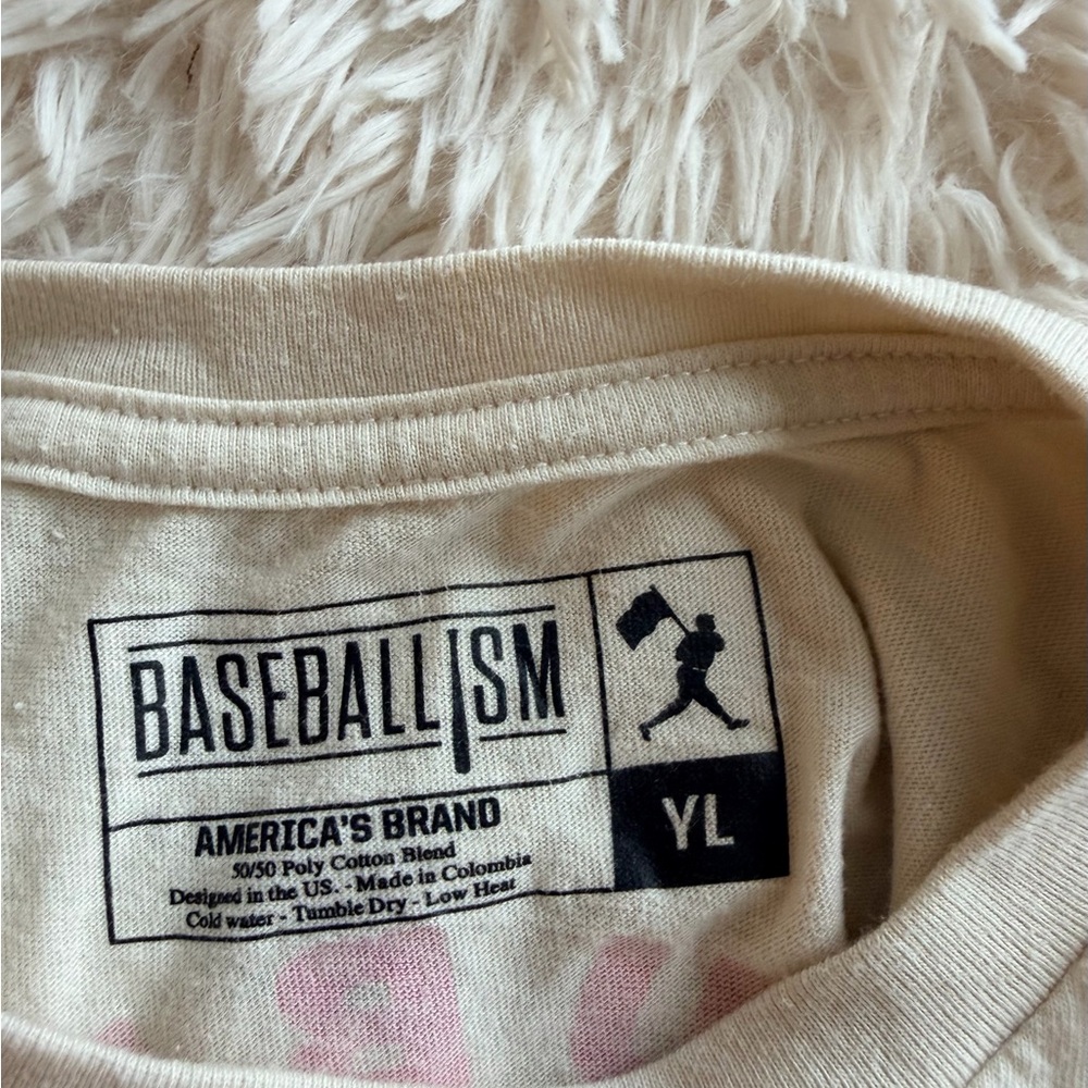 Kids Cream T-Shirt with Pink Graphic - Picture 2 of 3